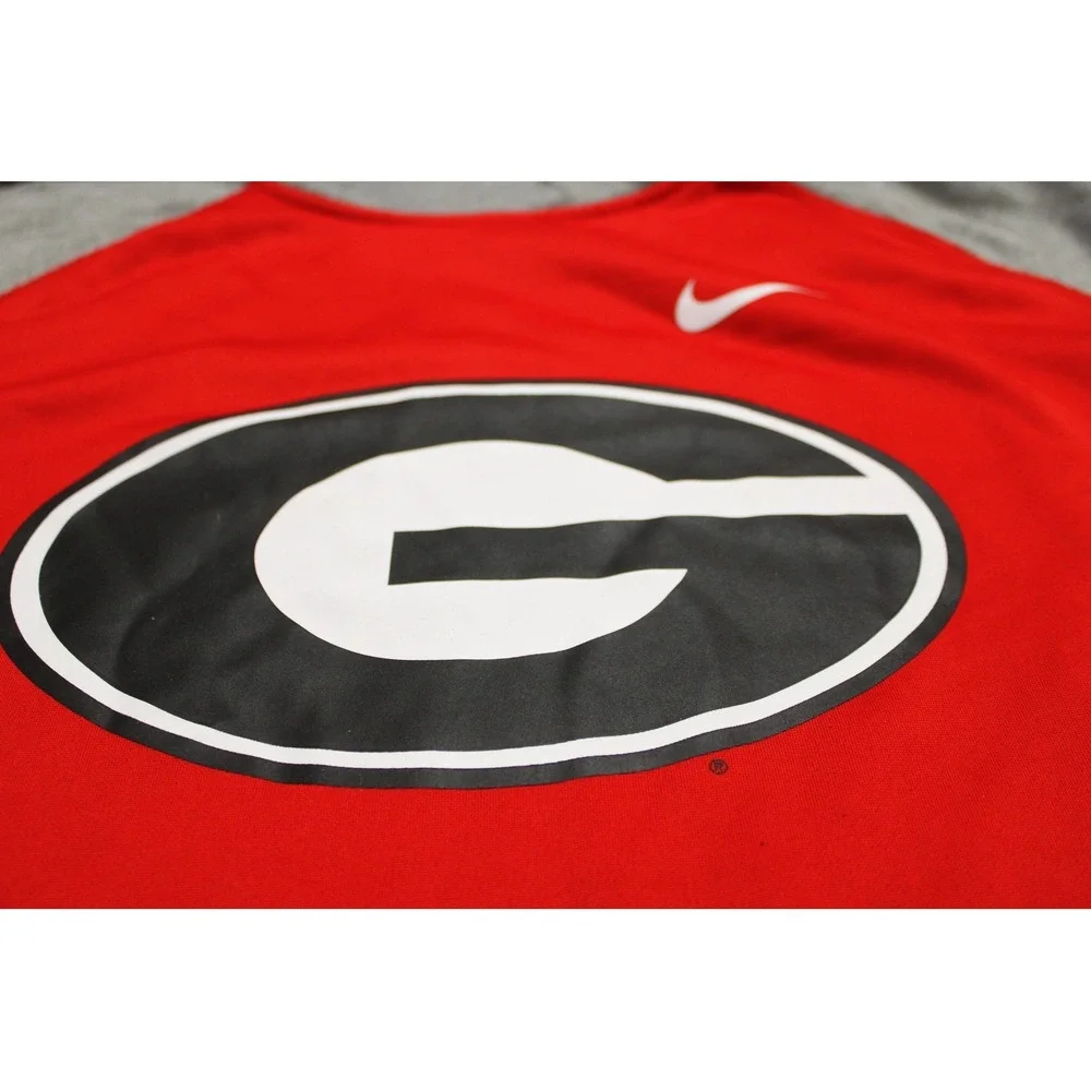 Georgia Bulldogs Hoodie Mens XL Red Gray NCAA Football Nike Therma Fit Pullover